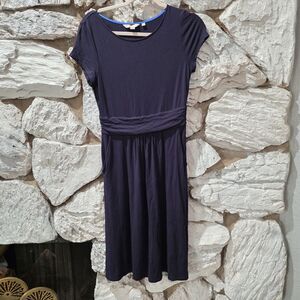 BODEN Jersey Dress Summer Preppy Pockets Navy Short Sleeve Size US 6R Women's